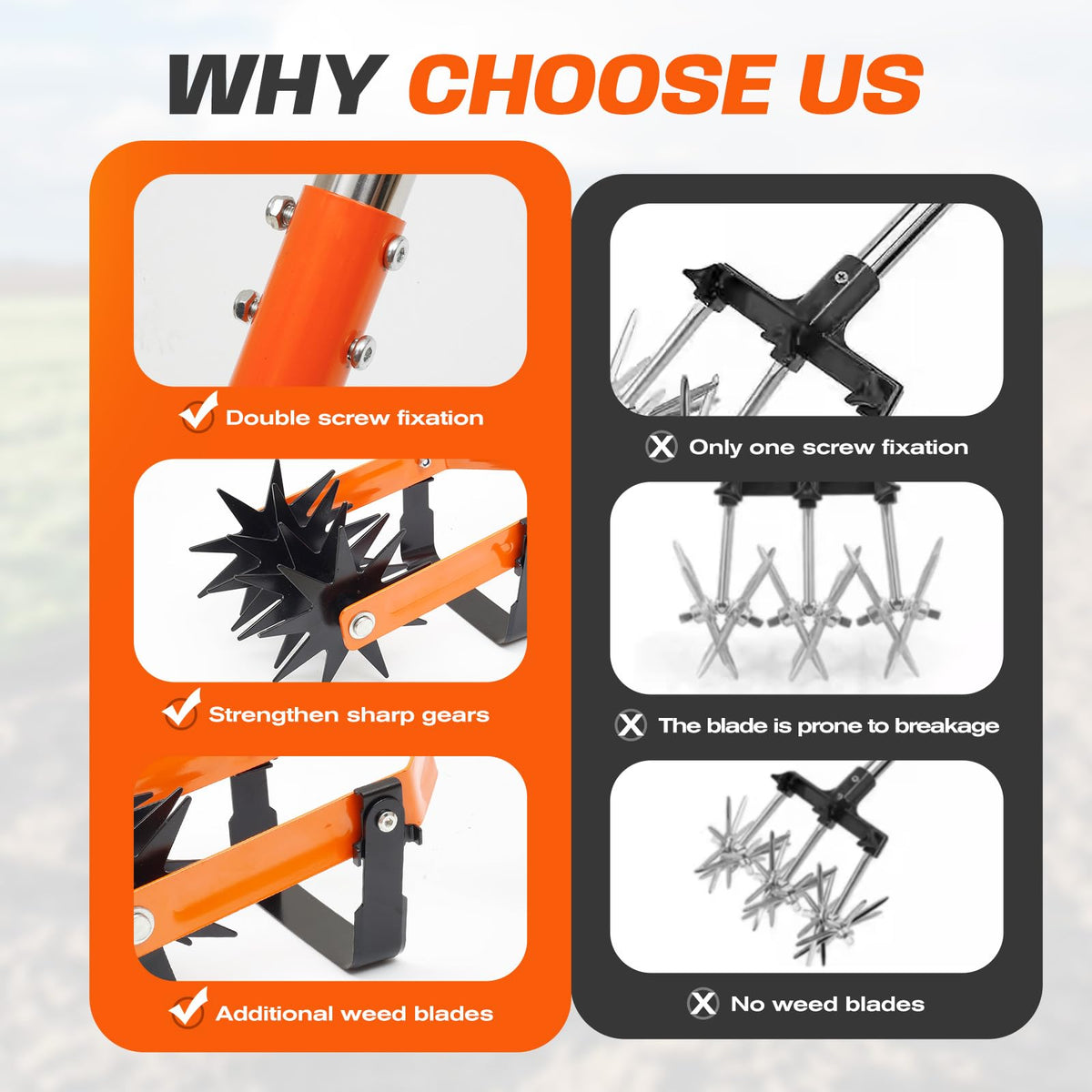 Wexoride weed killer blade enables precise weeding and soil turning.
