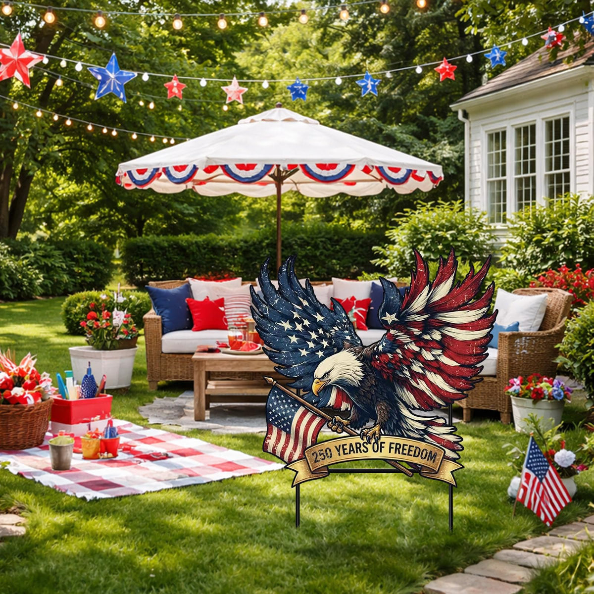 Weysat 250th anniversary yard art for paths and porches