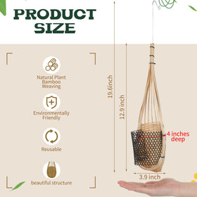 Weysat bamboo hanging planter, 4-inch diameter, ideal for small orchids.