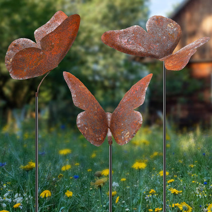 Weysat butterfly garden stake with iridescent finish brightens outdoor spaces