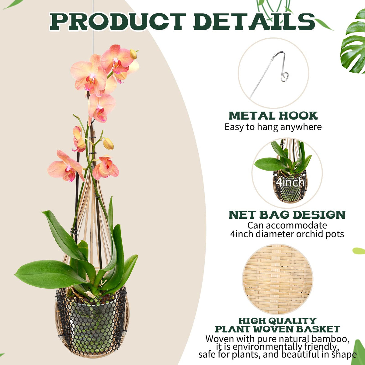 Weysat indoor-outdoor garden basket for vines and florals.