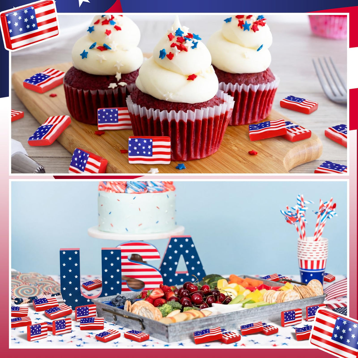 Weysat patriotic flags in blue, red, white detail for versatile decor use.
