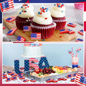 Weysat patriotic flags in blue, red, white detail for versatile decor use.