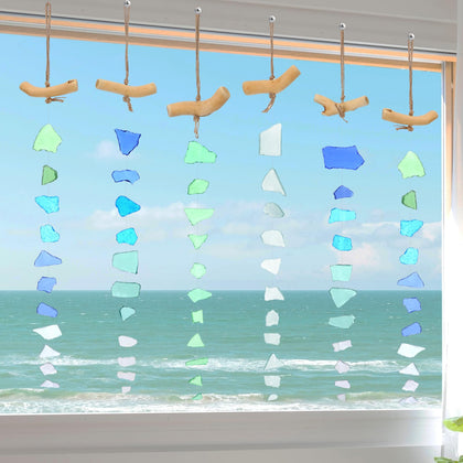 Weysat gradient-design sea glass wind chimes enhance coastal exterior and interior spaces.