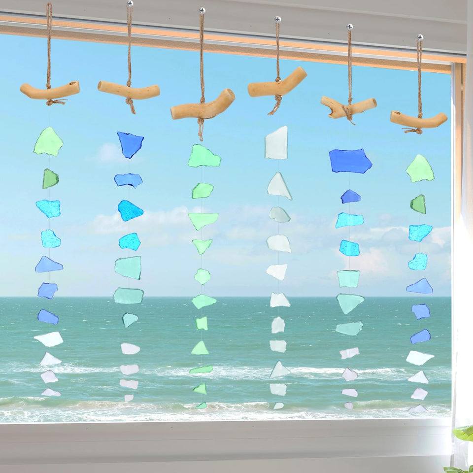 Weysat gradient-design sea glass wind chimes enhance coastal exterior and interior spaces.
