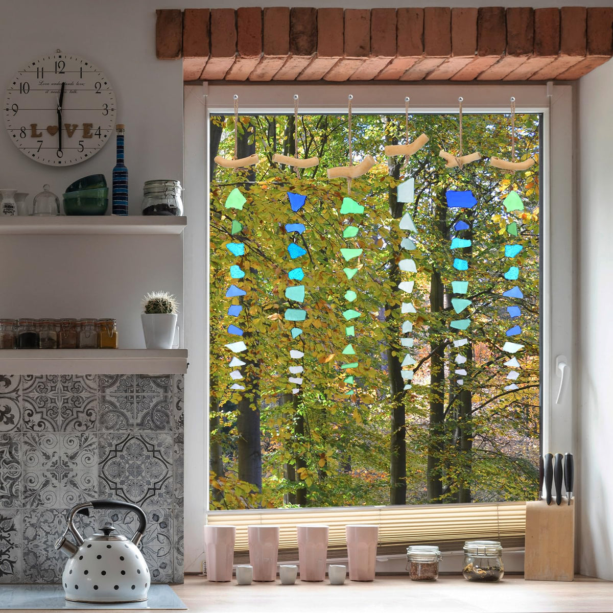 Weysat sea glass wind chimes create an oceanic melody for patios and porches.