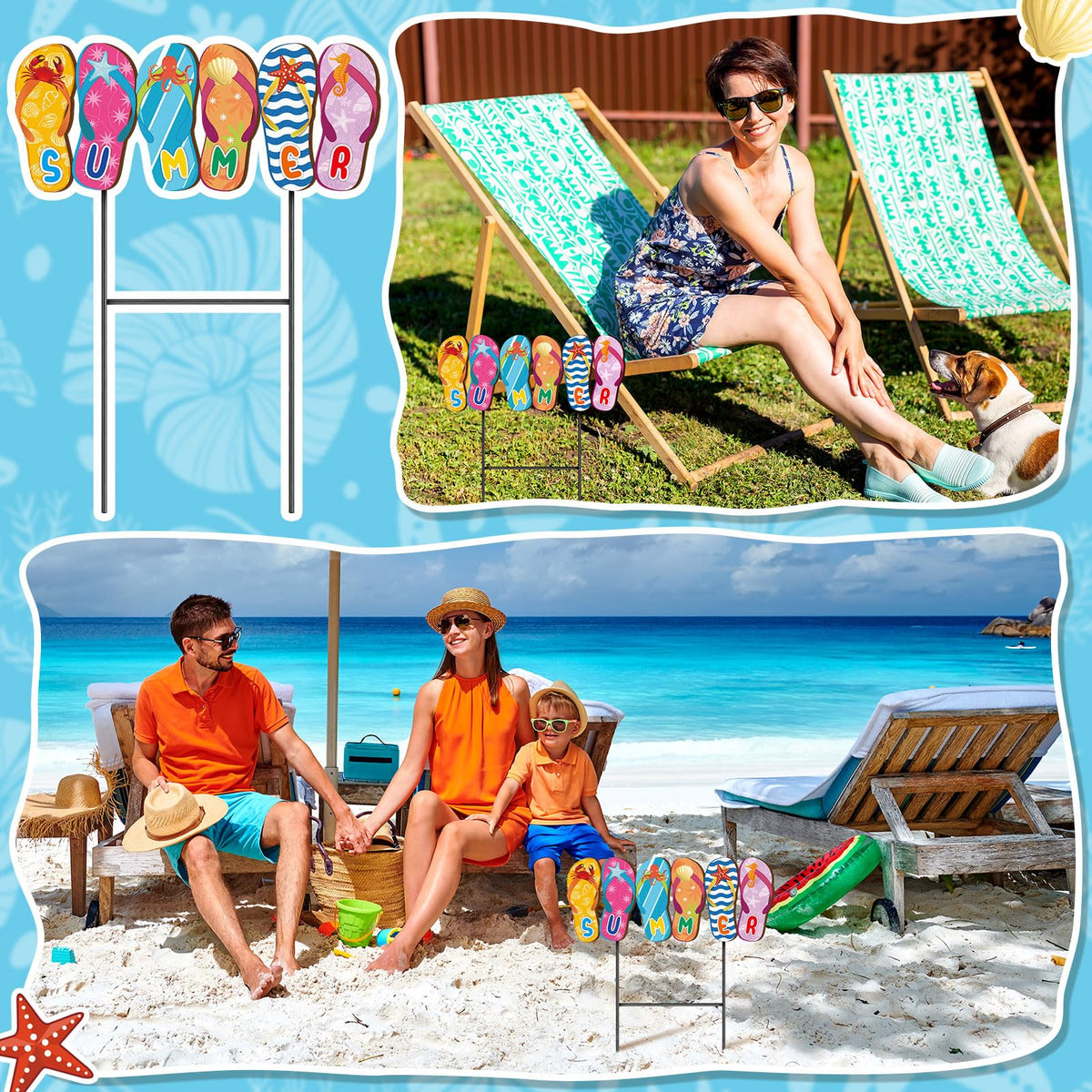 Weysat flip-flop yard sign side view highlighting sturdy stake for easy installation.