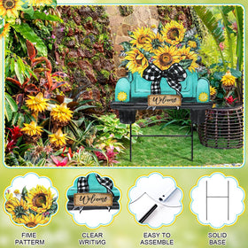 Weysat sunflowers yard sign with H bracket, easy installation.