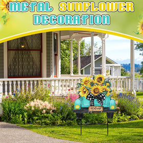 Weysat sunflowers yard sign truck design adds festive garden charm.