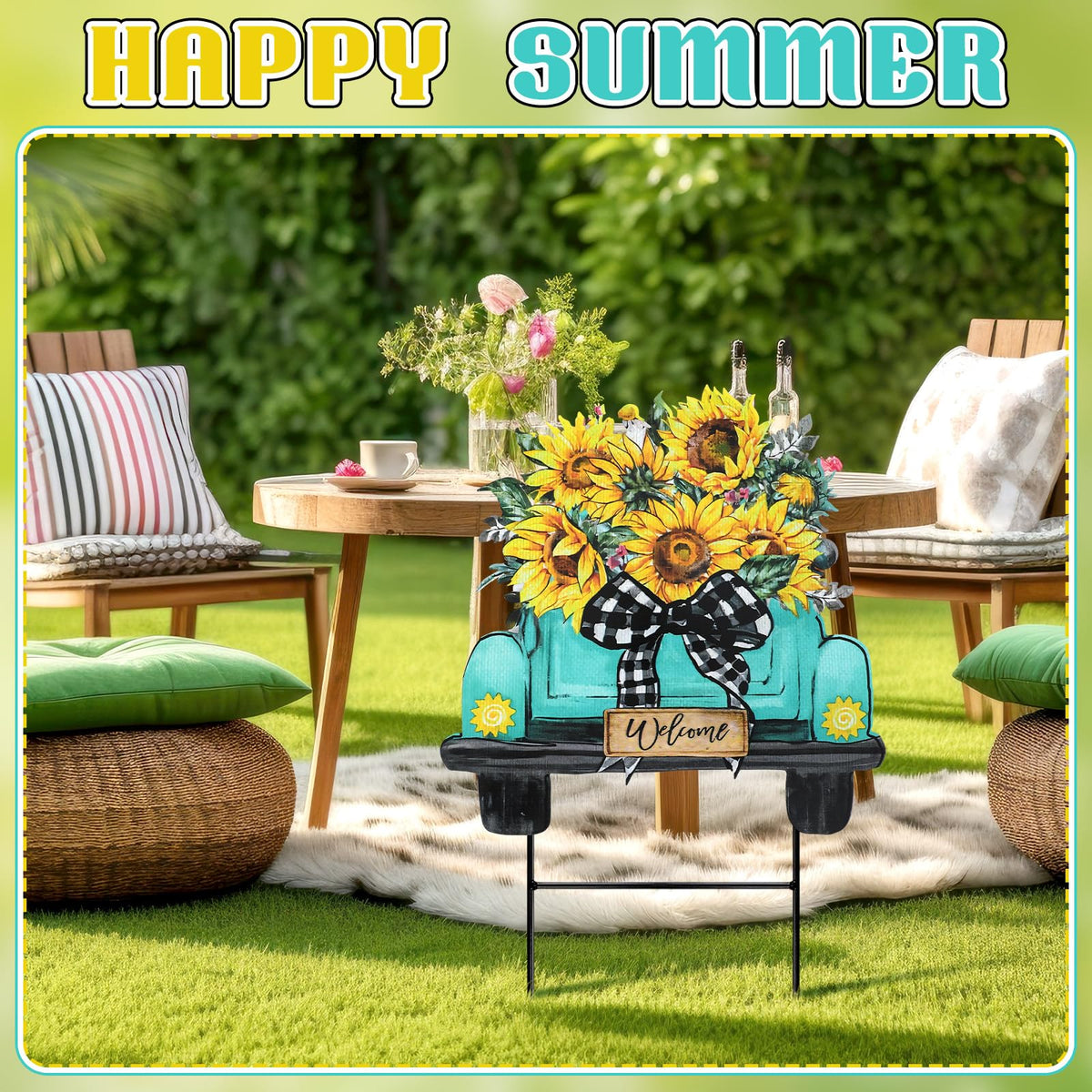 Weysat sunflowers yard sign decor for garden, patio, or walkway.