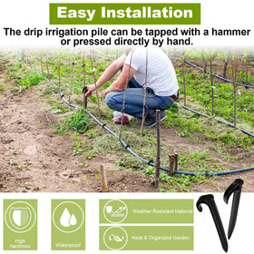 Weysat stake anchors tubing neatly in garden soil.