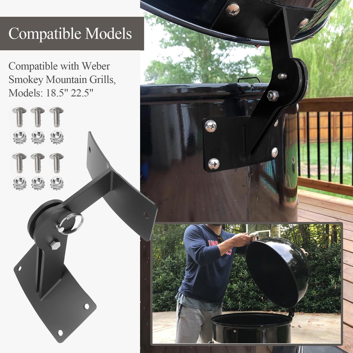 WFCYX stainless lid hinge kit close-up shows durable fasteners and smooth hinge action