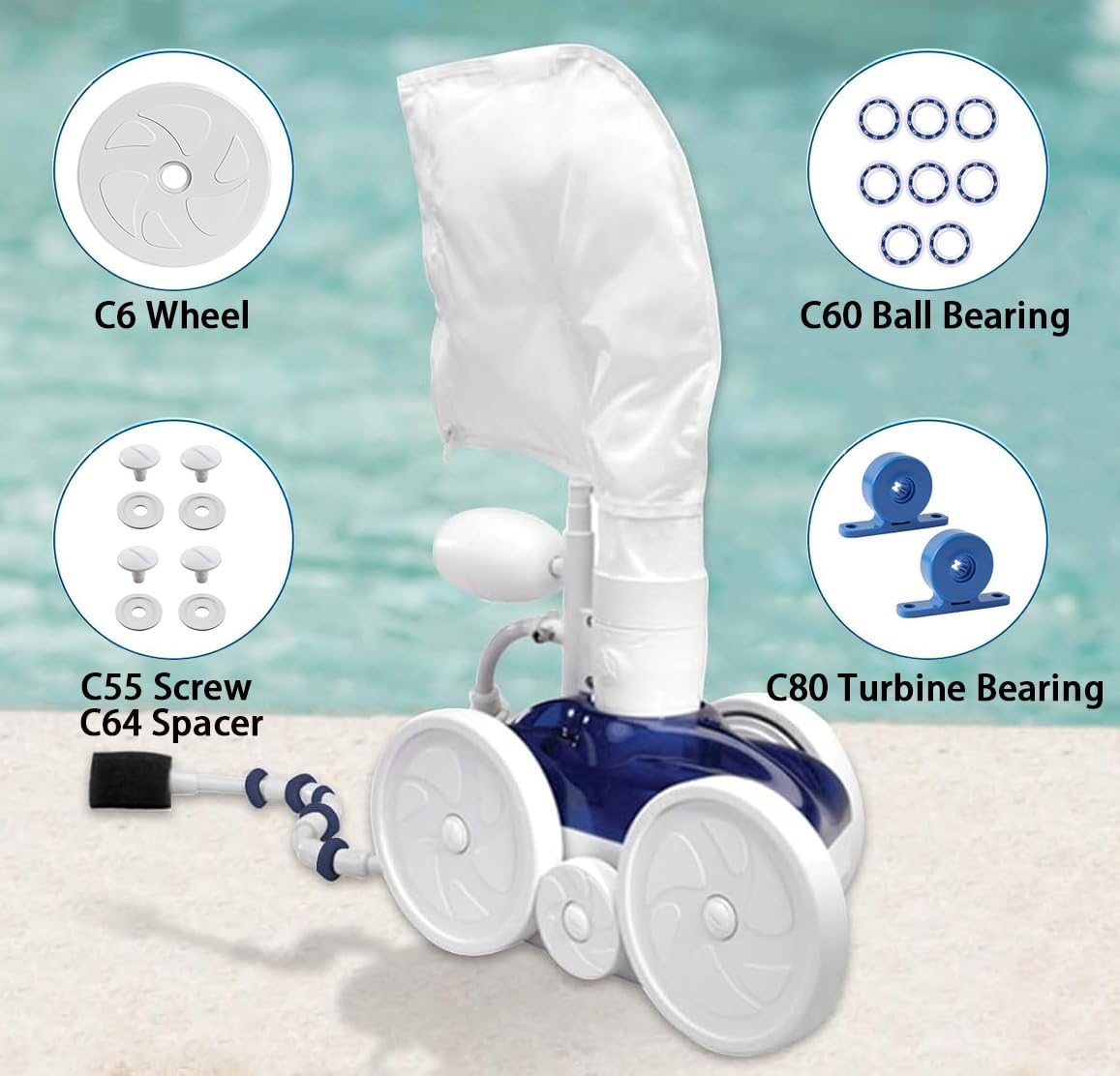 WGLRRGU Polaris 180/280 compatibility kit enables easy upgrade of pool cleaner parts.