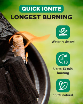 WH natural fire starters box side demonstrates convenient 5lb packaging for long use