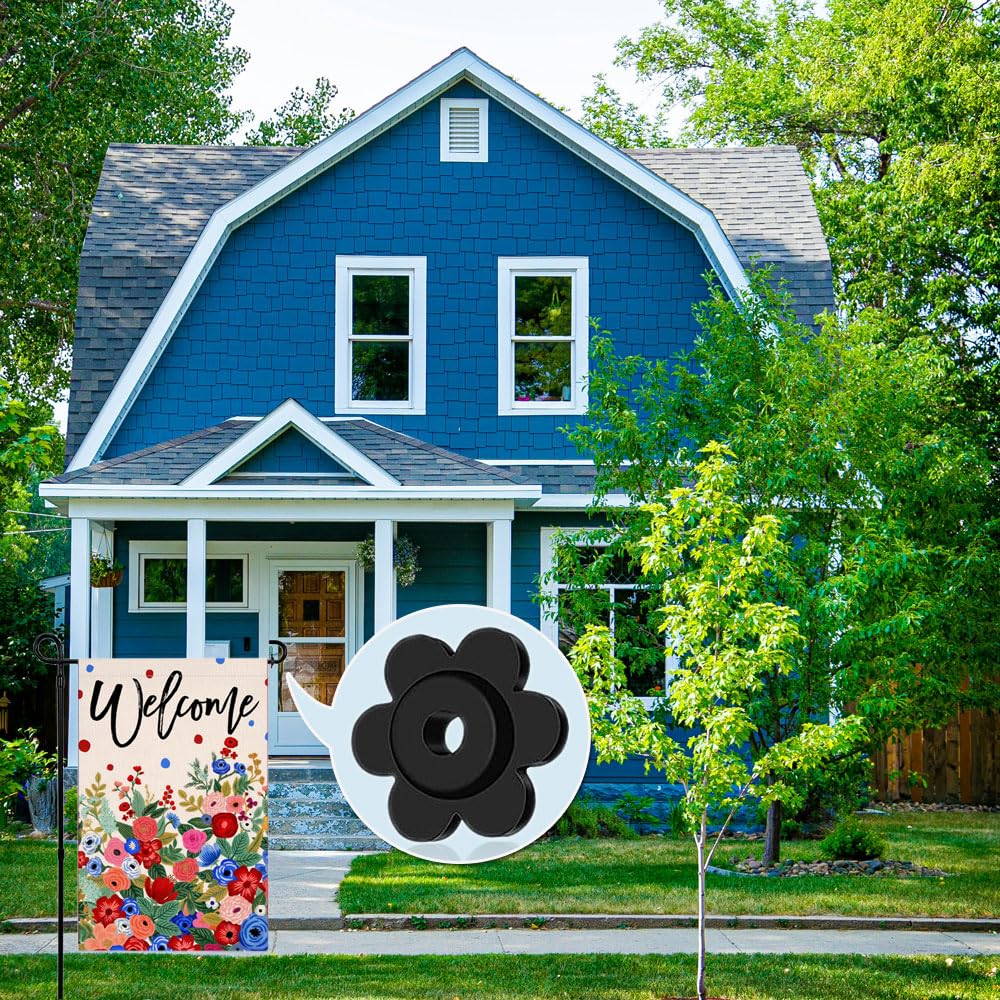 WHALE black flower stoppers fit small yard flags and mailbox flags.