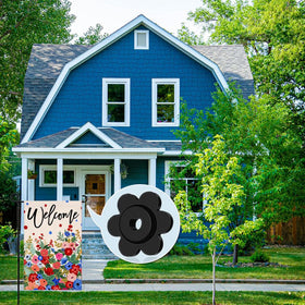 WHALE black flower stoppers fit small yard flags and mailbox flags.
