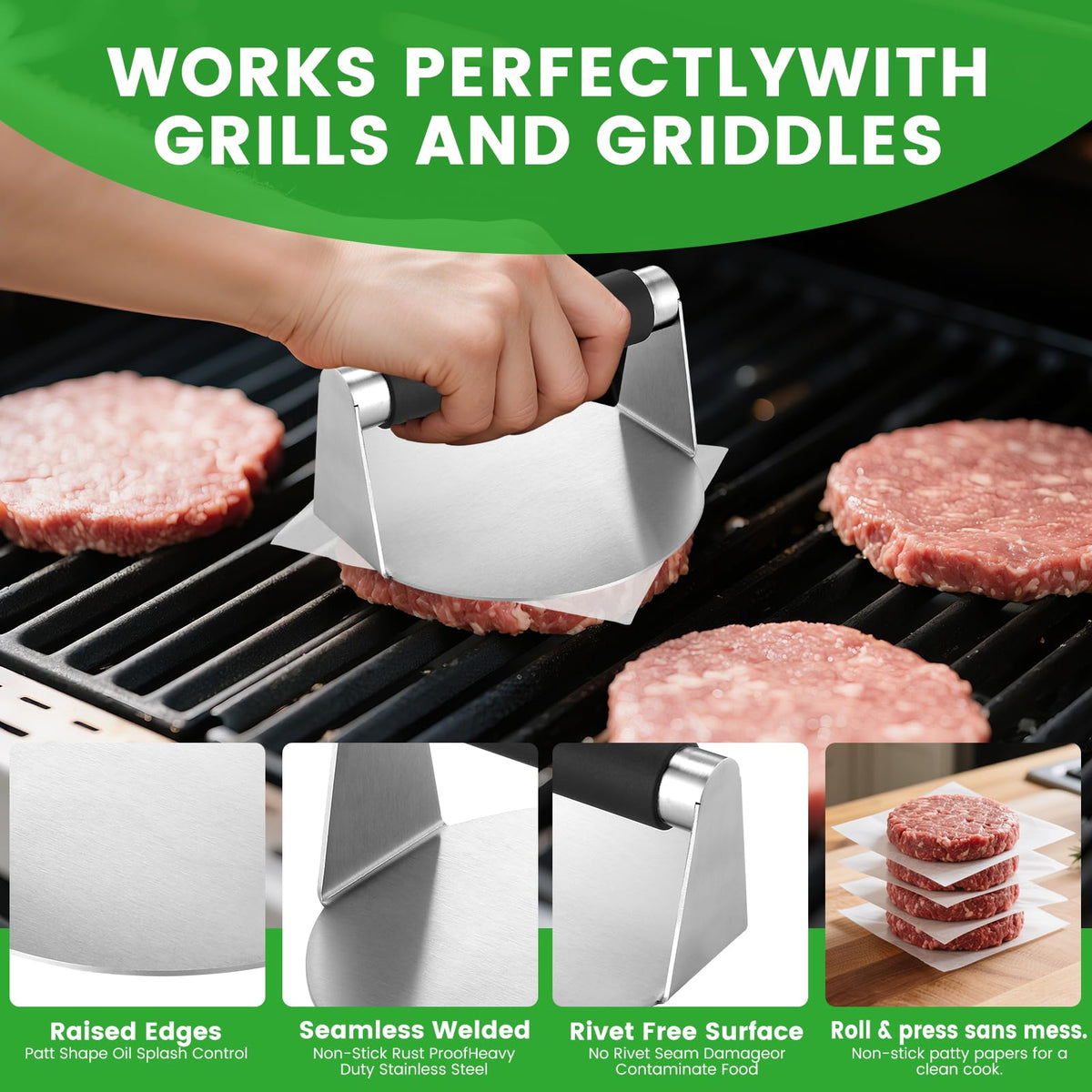 Whaleme hamburger patty papers prevent sticking and aid neat stacking