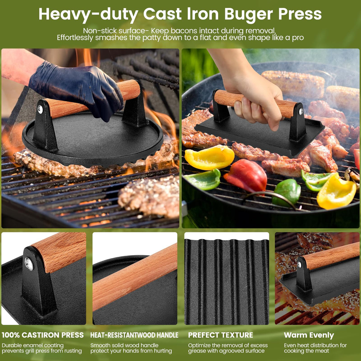 Whaleme Seasoned Iron surface prepared for non-stick cooking and easy release