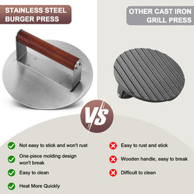 Whaleme smash burger press on grill for uniform thickness