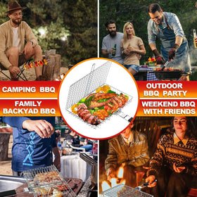 WHALERISE grill basket crafted from durable stainless steel for outdoor use.