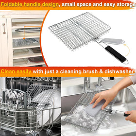 WHALERISE grill basket foldable design for compact storage during trips.