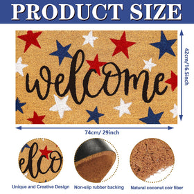 Whaline 4th of July coir doormat for indoor and outdoor use.