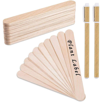 Whaline birch wood round-head plant label for garden marking, waterproof and durable.
