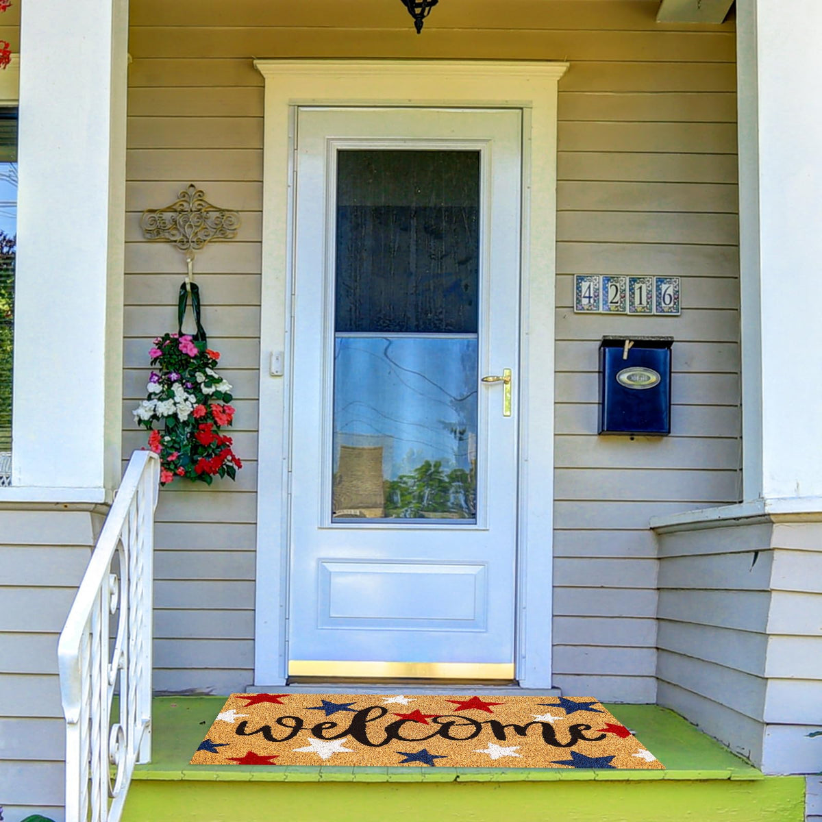 Whaline front door mat designed for durability and easy cleaning.