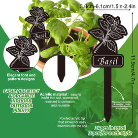 Whaline herb labels with basil and chives aid quick plant identification.