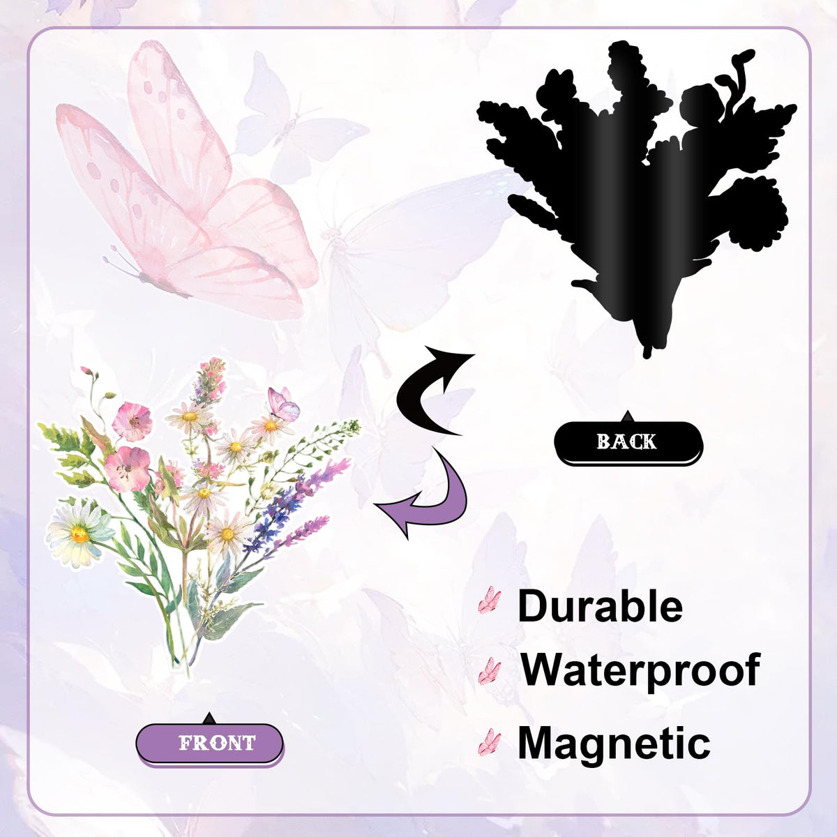 Whaline magnetic stickers for metal surfaces create festive decor.