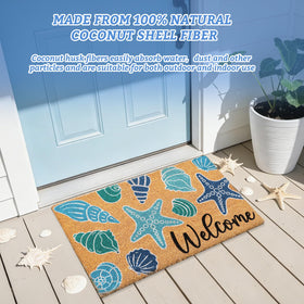 Whaline seashell doormat starfish design close-up showcasing coastal charm.