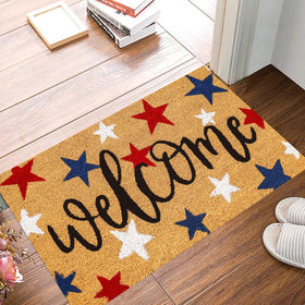 Whaline red blue white stars mat enhances entryway appeal and visibility.