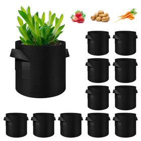 WHATWEARS 12-pack 5-gallon grow bags set ready for garden use and transport