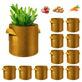 WHATWEARS 12-pack grow bags with 10-gallon capacity, portable and breathable for versatile gardening.