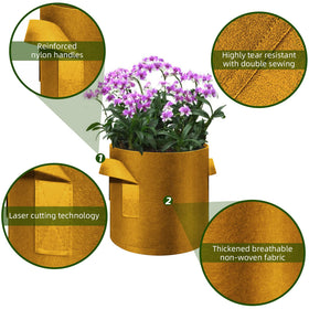 WHATWEARS grow bag with built-in handles enables easy relocation and reduced transplant shock.
