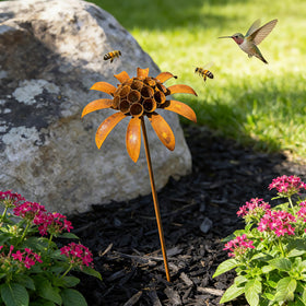 WHBIMGOOO rustic metal flower sculpture for lawn and pathways