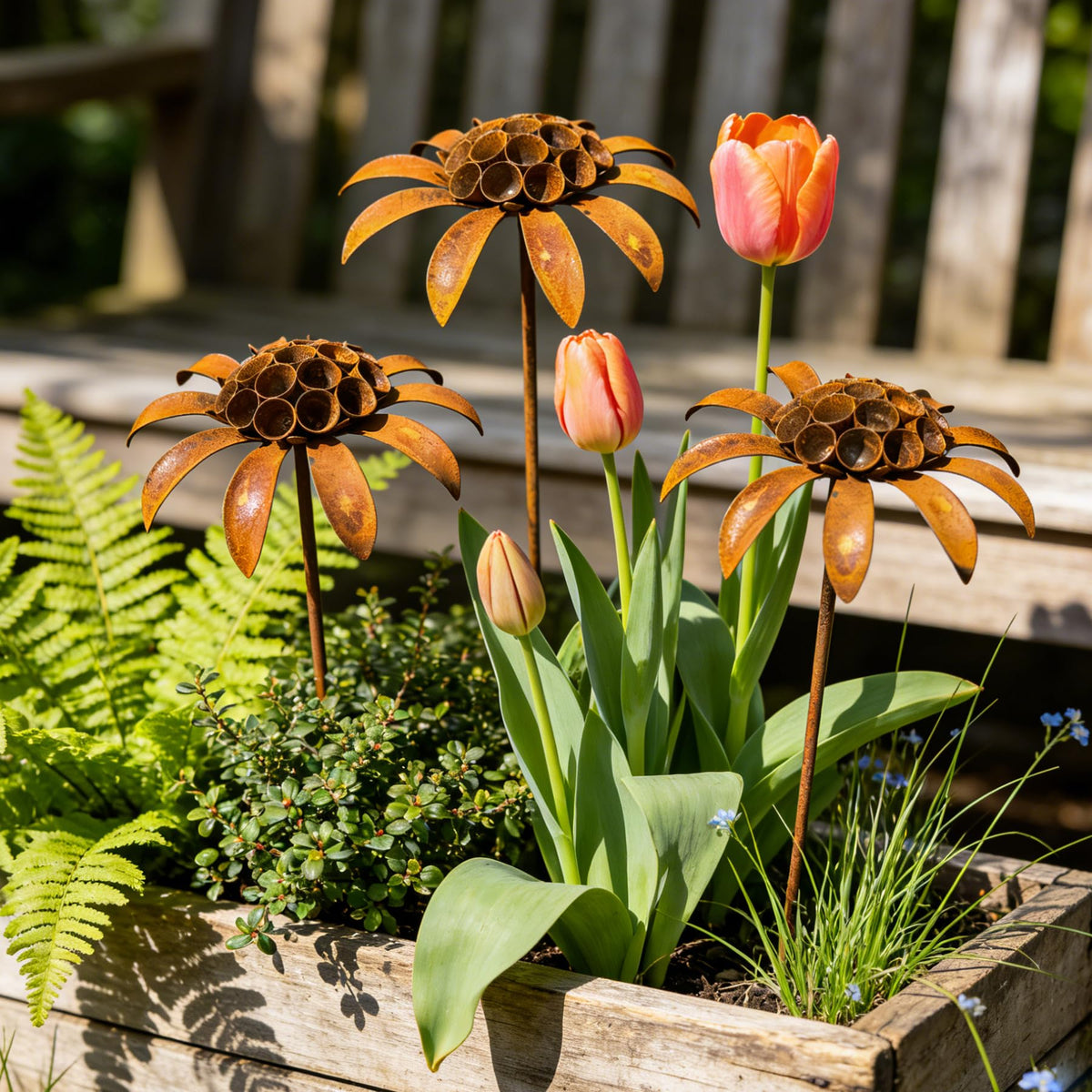 WHBIMGOOO unique handmade metal flowers brighten borders and pathways