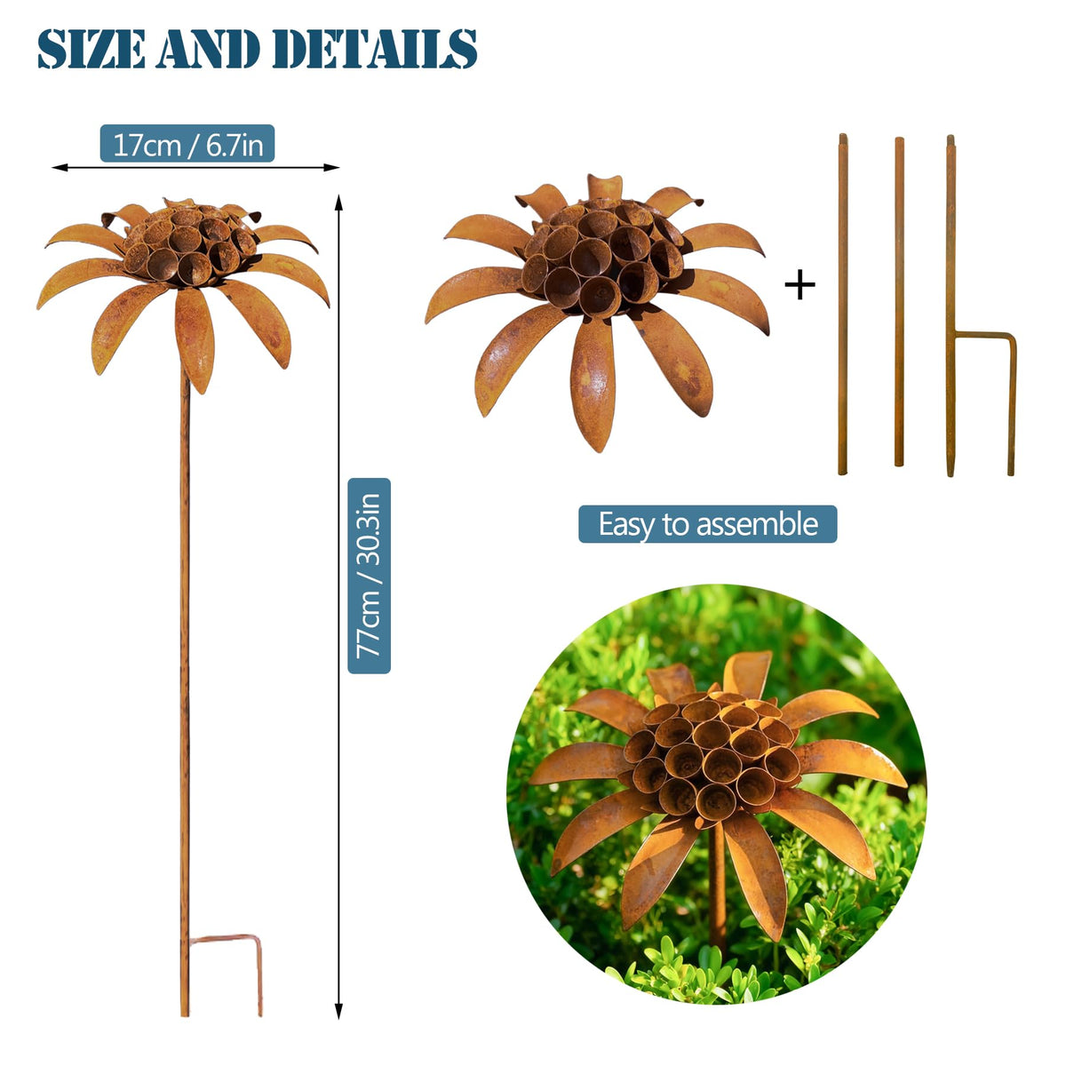 WHBIMGOOO weatherproof metal flowers resist rain and sun for year-round decor