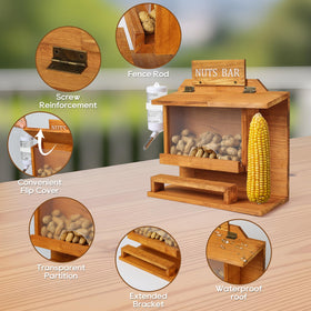 WHEARTED weatherproof wooden feeder resists moisture for year-round yard use.