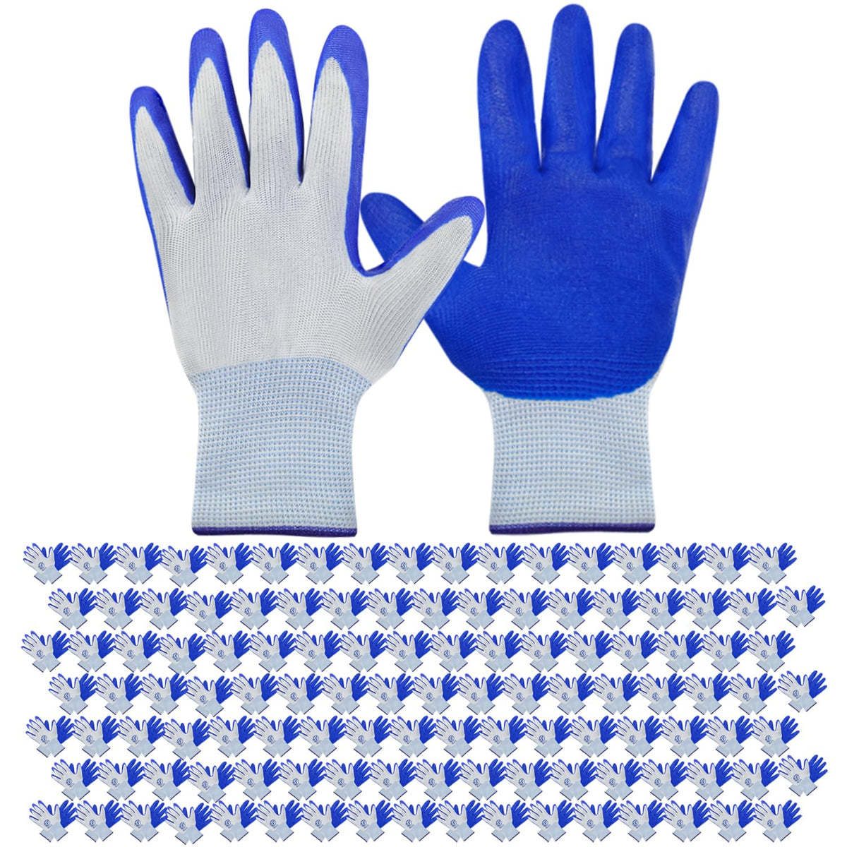 WHEATHUSK 120-pack garden gloves blue nitrile coating for reliable grip.