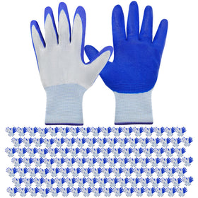 WHEATHUSK 120-pack garden gloves blue nitrile coating for reliable grip.