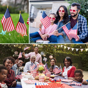 WHGJ vibrant red white and blue flags for outdoor decor on sticks
