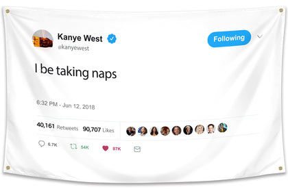 WHGJ Kanye flag 3x5 tapestry hanging on dorm wall with bold print