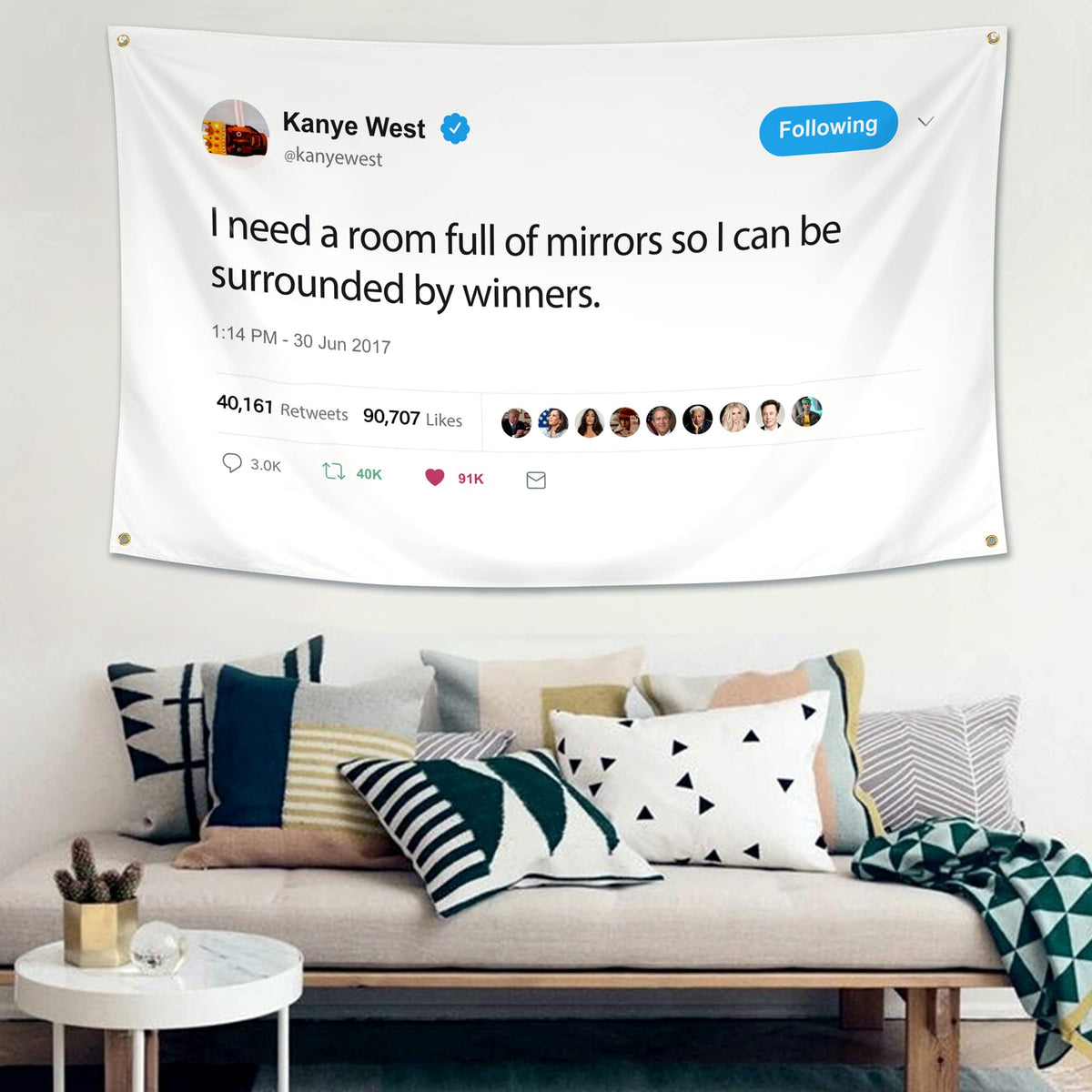 WHGJ Kanye flag with brass grommets for easy hanging