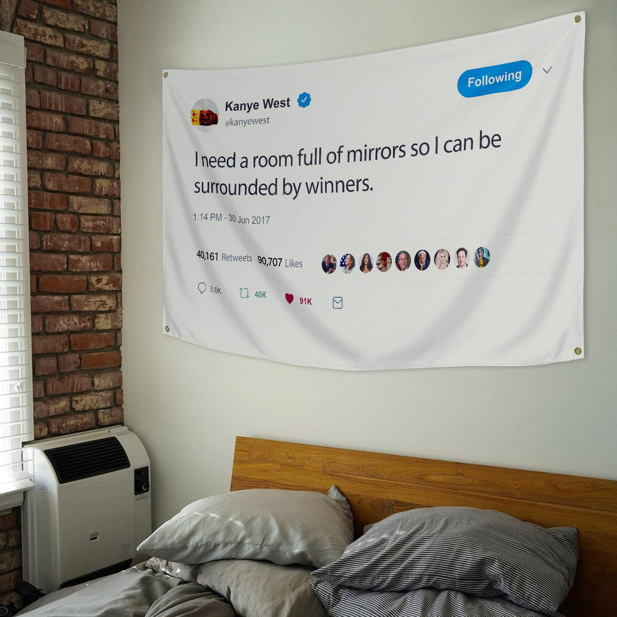 WHGJ Kanye flag with double stitched edges for lasting durability