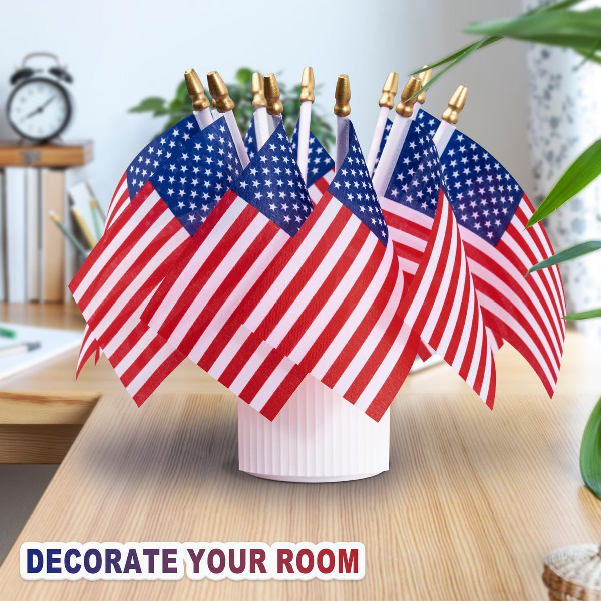 WHGJ patriotic flags for Independence Day celebrations and events.