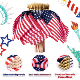 WHGJ polyester US flag on stick, fade-resistant and waterproof