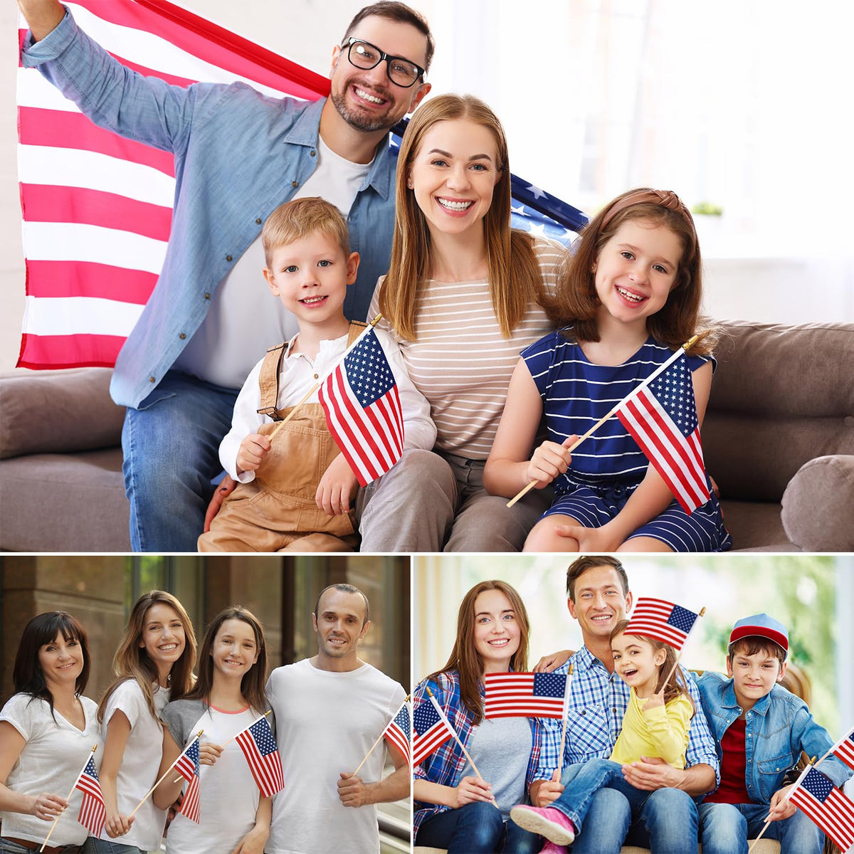 WHGJ 4x6 inch flags on sticks for offices, schools, and home celebrations