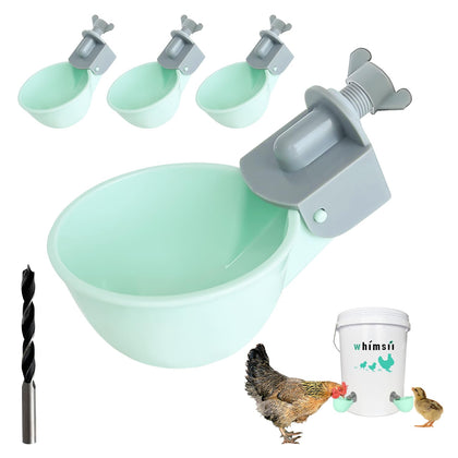 Whimsii chicken water cups balance water in a full bucket for spill-free hydration