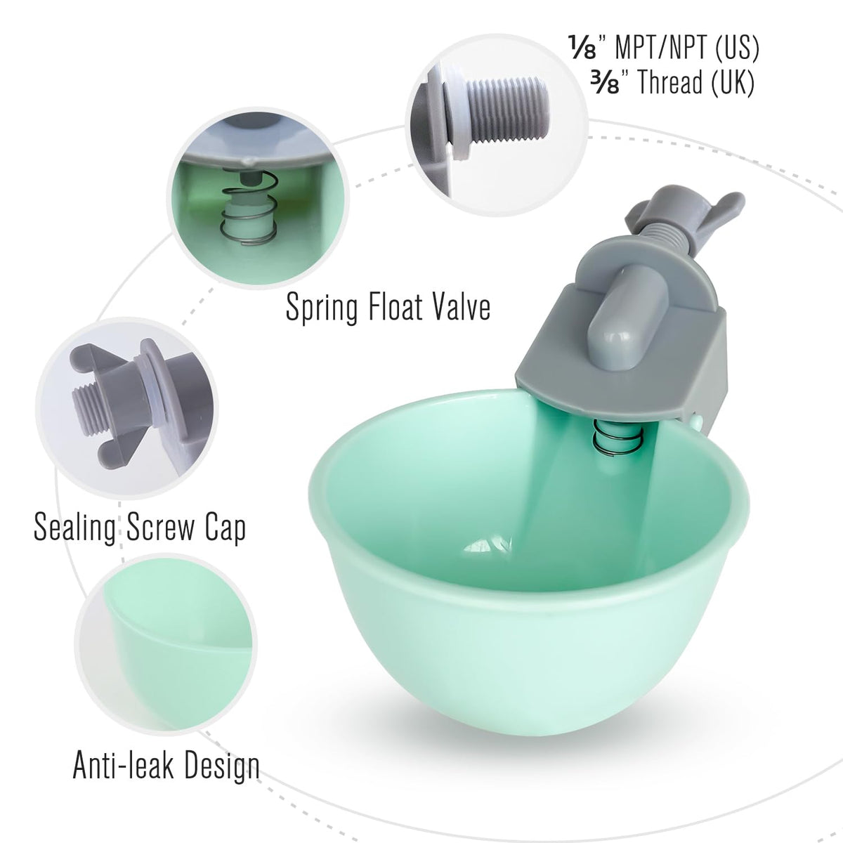 Whimsii poultry watering setup in use with multiple birds